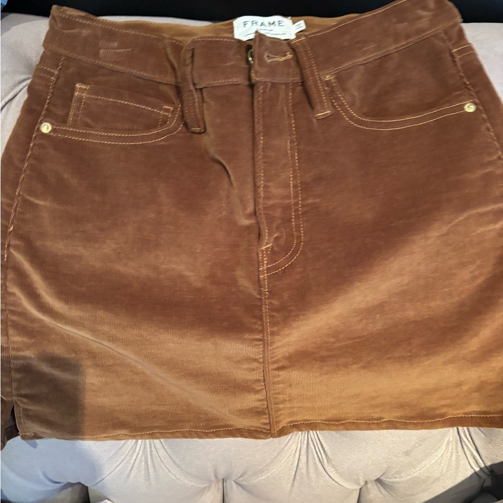 Frame Denim Women's Tan Corduroy Mini Skirt